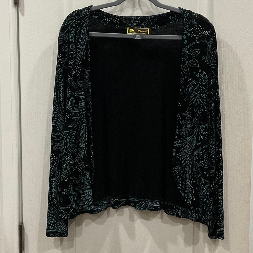 Mirasol Black and Teal Patterned Cardigan